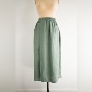 Flax by Jeanne Engelhart Sage Green Linen Skirt